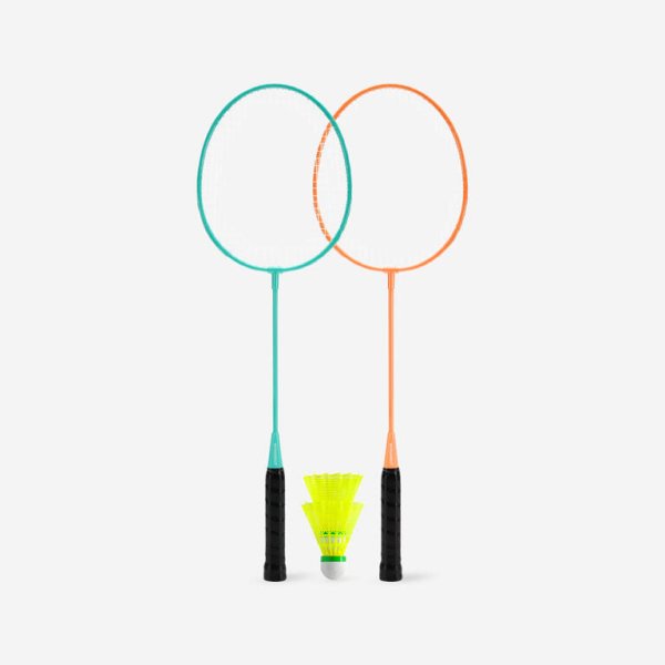 ADULT LEISURE BADMINTON RACKET SET Discover set BR100 Ad Turquoise Orange